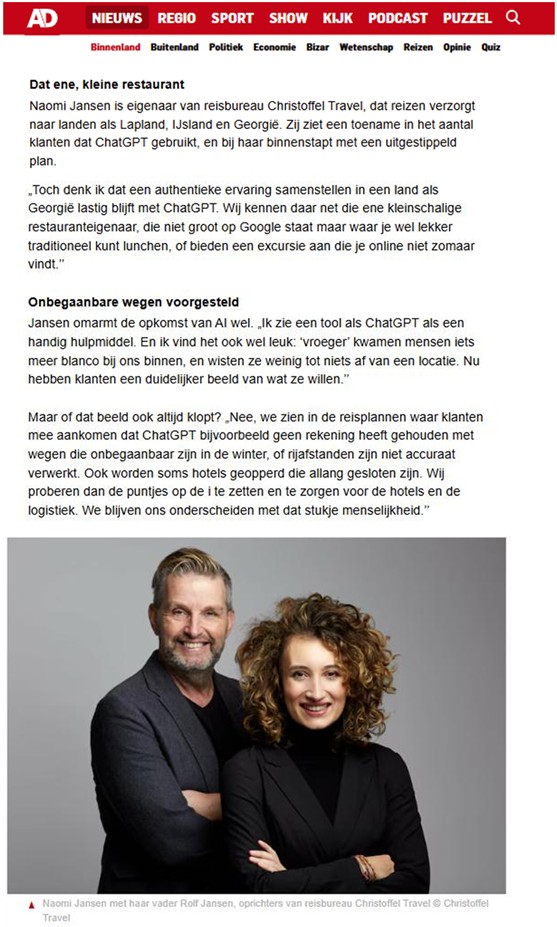 Het Algemeen Dagblad - Christoffel Travel